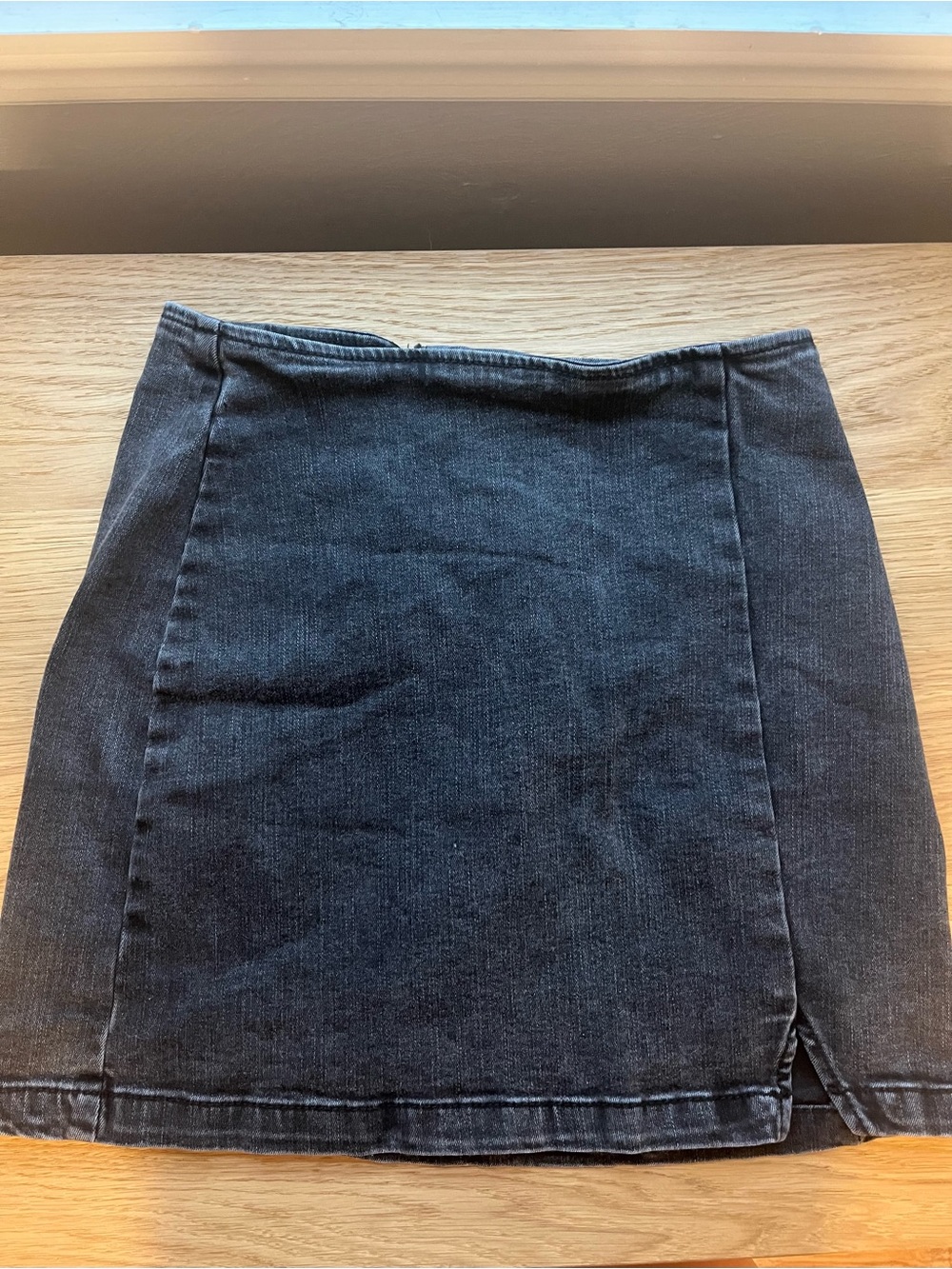wild fable Black Denim Mini Skirt with Front Slit